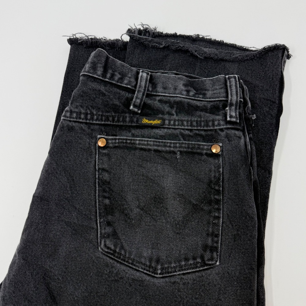 Wrangler Slim Fit Cowboy Cut Faded Black Jeans Made USA Mens 36x34 Fits 36x31